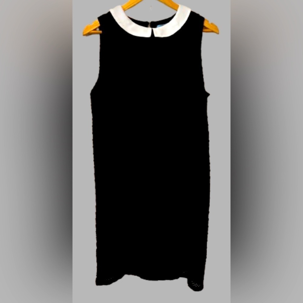 Sleeveless Black Mini Dress with White Peter Pan Collar